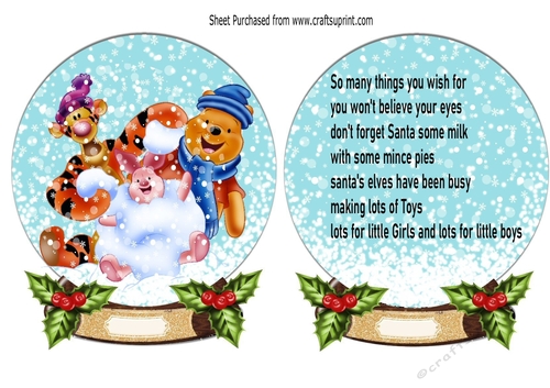  snow globe with pooh bear and friends in the snow/insert