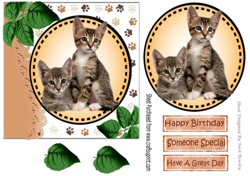Cute kittens with leaves 7x7 card front/toppers