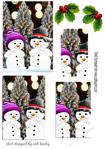 lovely snowman with holly square pyramids