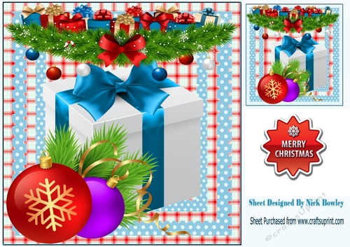Lovely presents in a red check/blue dot 8x8 frame