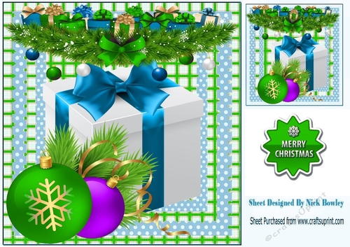Lovely presents in a green check/blue dot 8x8 frame
