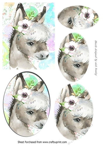 pretty watercolour donkey oval pyramids