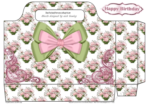 Pretty pink peonies with bow and lace tote gift bag