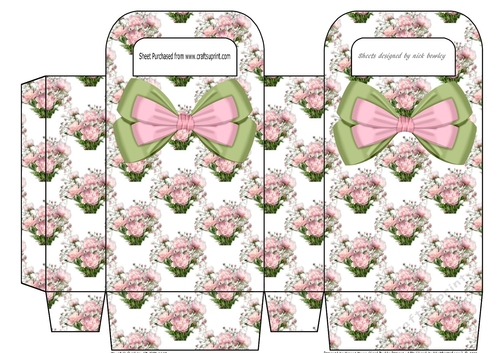 Pretty pink peonies with bow and lace small  gift bag