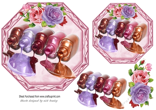 Lovely Nail varnishes with roses toppers
