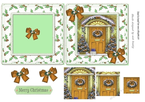 Lovely complete 6x6 christmas card with gold bows