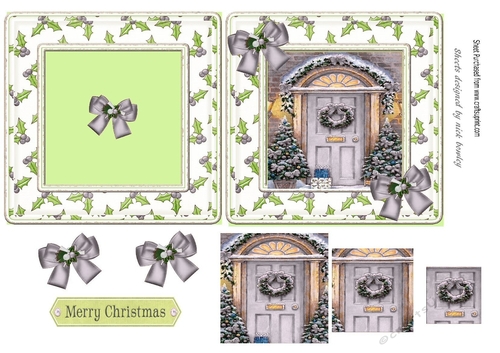 Lovely complete 6x6 christmas card with silver bows