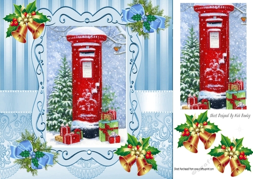 lovely christmas door with pyramid and blue bows 8x8