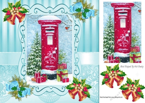 lovely christmas door with pyramid and turq bows 8x8