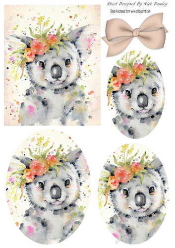 Watercolour koala oval pyramids