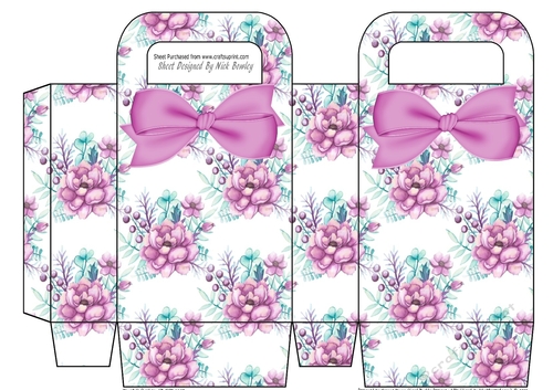 Pretty pink water colour peonies small gift bag
