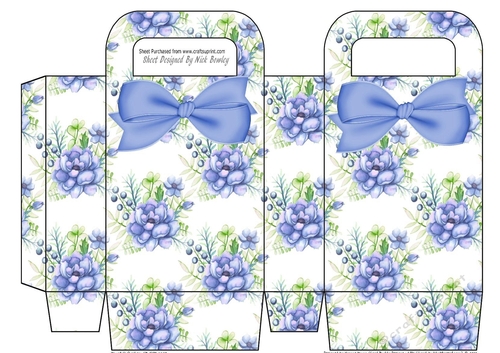 pretty watercolour blue peonies small gift bag
