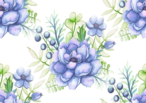 pretty watercolour blue peonies backing paper (BIG)