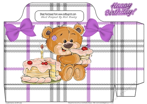 Cute teddy bear with birthday cake purple bows tote bag