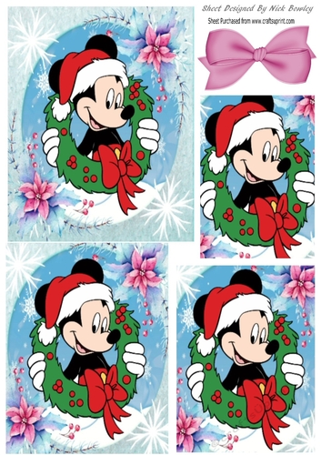 Mickey mouse with christmas wreath and bow pyramids