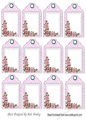 Pretty pink roses on lace tags