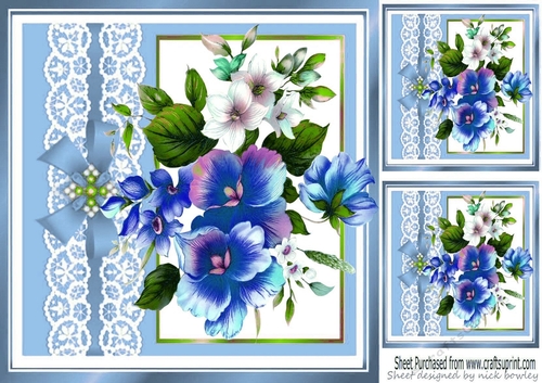 Pretty blue flower arrangement window 8x8
