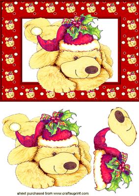 Brown Little Dog with Santa Hat