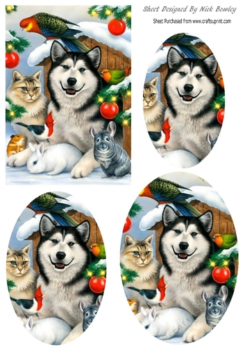 Furry friends at christmas oval pyramids