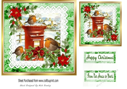 Cute robin snow scene 7x7 card