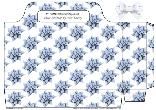 Winter blue poinsettias tote gift bag with bow