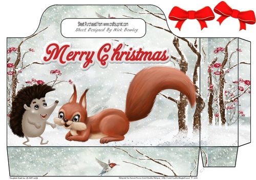 winter woodland Animals tote gift bag (one)