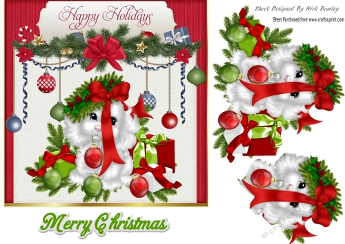 Cute puppy with baubles 7x7 card fronts