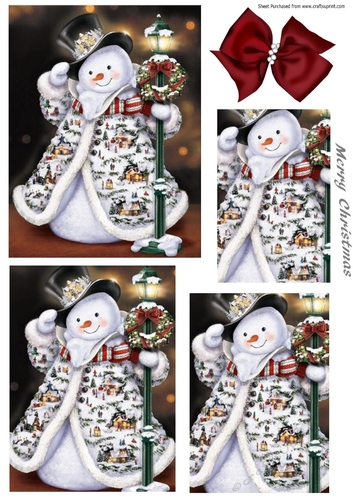 Vintage snowman with red bow pyramids