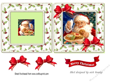 santa with milk and cookies 6x6 quick card
