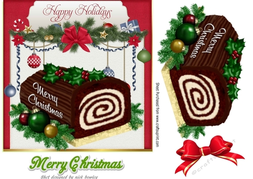 Lovely christmas log with festive baubles 7x7