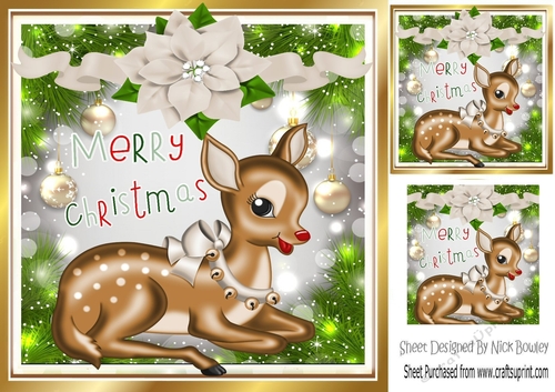 Sweet little deer with festive baubles 8x8