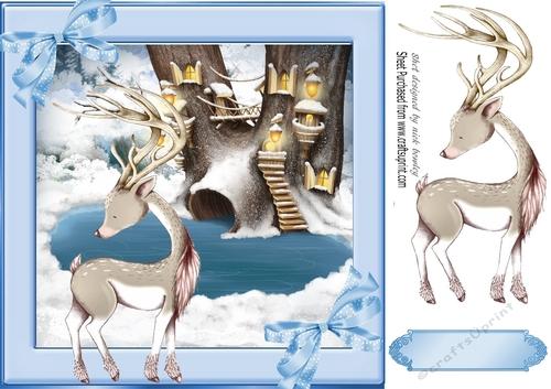 Pretty deer in the snow 8x8