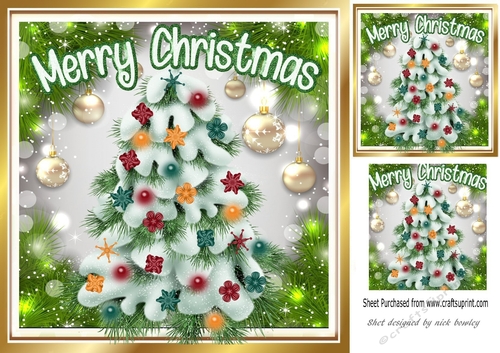 Pretty christmas tree decorated and baubles 8x8