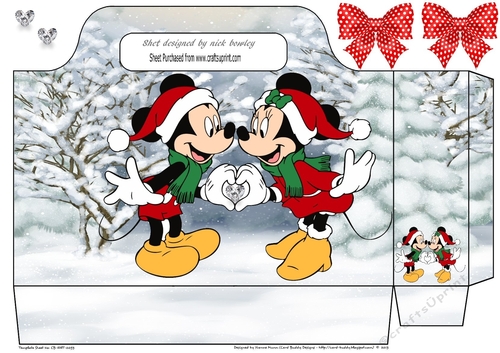 Lovely tote gift bag with mickey/minnie with snow (one)