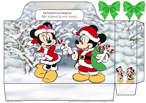 Lovely tote gift bag with mickey/minnie with snow (two)