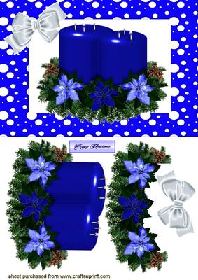 Blue Candle,blue Poinsettias