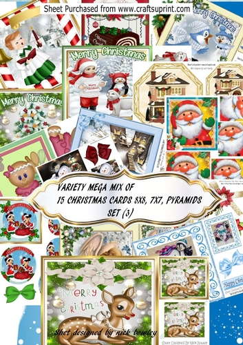 A LOVELY MEGA MIX OF 15 CHRISTMAS CARDS  (SET THREE)