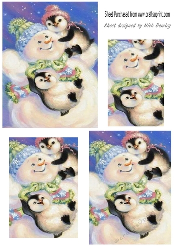  snowman cuddles with penguins  pyramids
