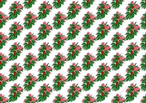 Holly with pink bows  (small) backing paper