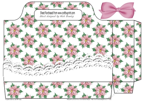 Pretty pink poinsettia with lace and bow tote bag