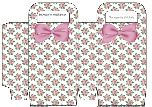 Pretty pink poinsettia with bow small gift bag