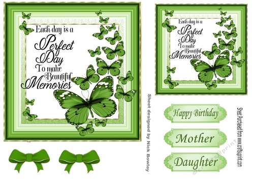 Pretty green Butterflies with verse 7x7
