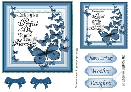 Pretty Blue Butterflies with verse 7x7