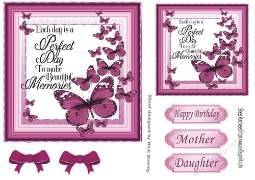 Pretty Pink Butterflies with verse 7x7