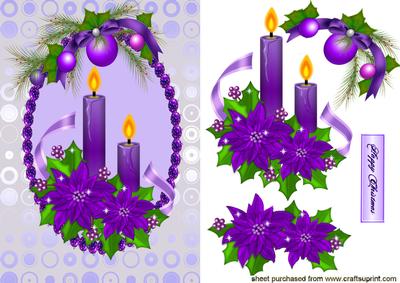 Lovely Purple Candle, Purple Poinsettias