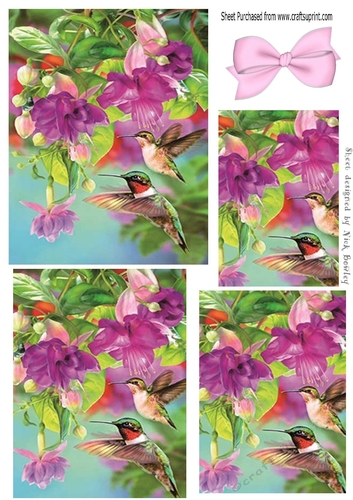 Pretty humming birds with flowers pyramids