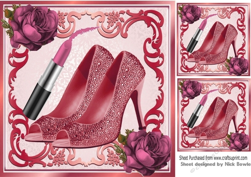 Pretty pink shoes with ladies accessories pink roses 8x8