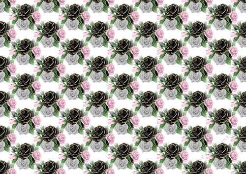 Pretty pink/black/white roses (small) background paper