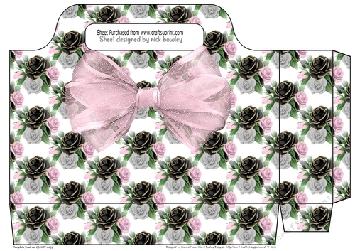 Pretty pink/white/black roses with centre big bow tote gift