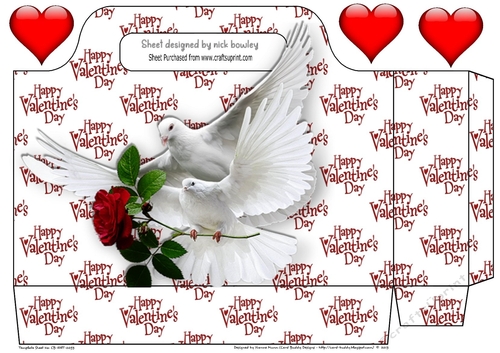 Valentine word gift tote bag with doves & hearts
